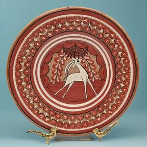Terracotta Deer Plate Hand Painted Mexican Folk Art Wall Decor
